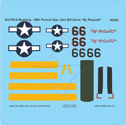 2053 - North American P51A - General BO Davis "By Request" - USAAF 99th Pursuit Sqn Tuskegee Airmen