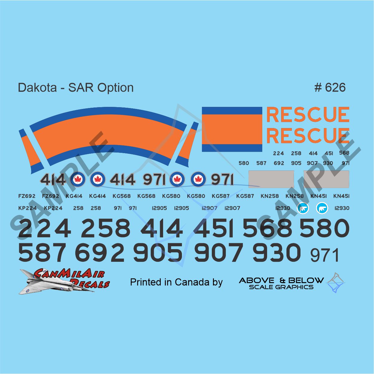 626 - Douglas CC-129 Dakota - Conversion Set -  Late SAR Markings
