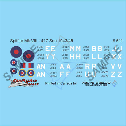 511 - Supermarine Spitfire Mk.VIII - 417 Sqn (1943-45)
