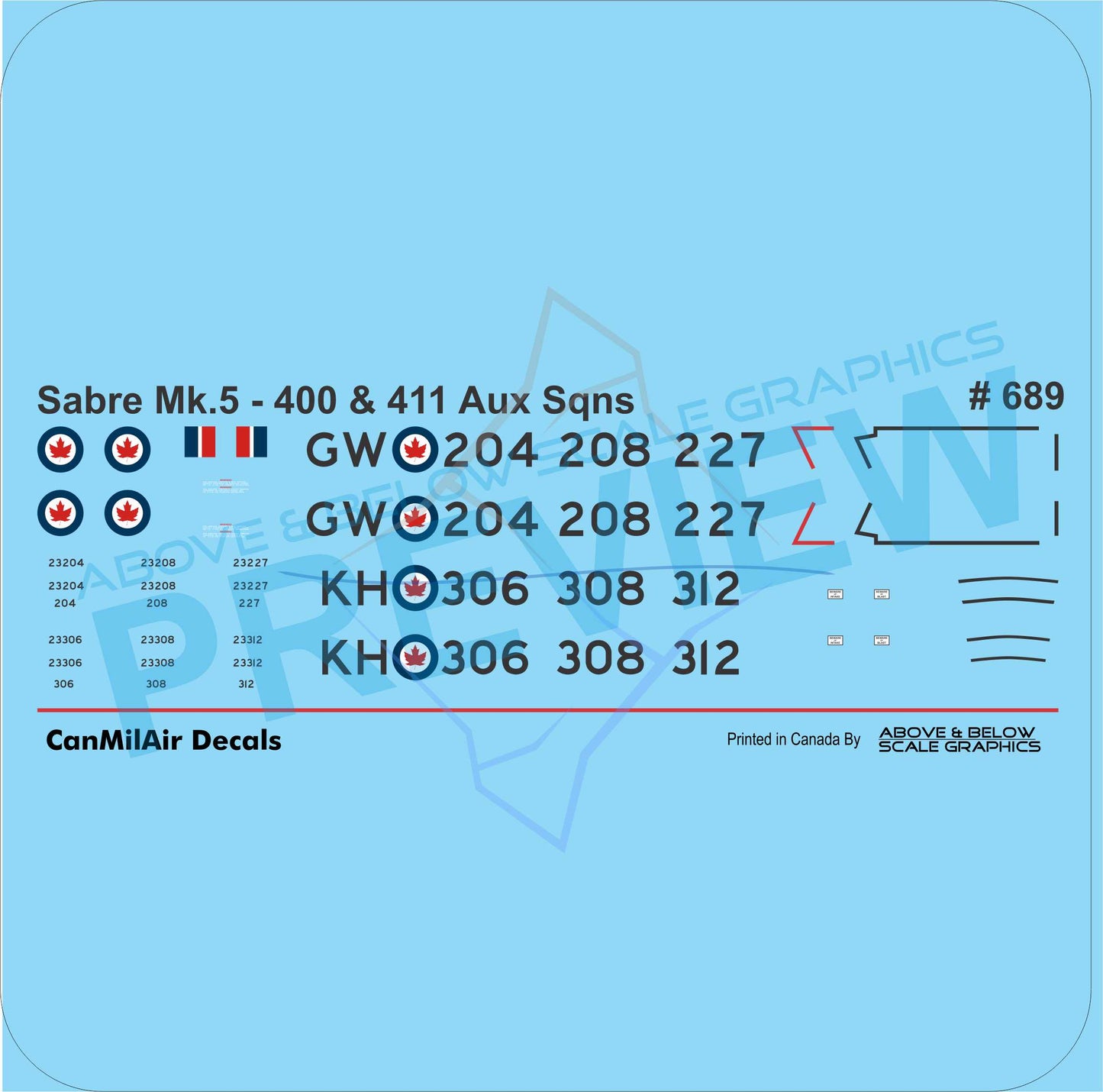 689 - Canadair Sabre Mk.5 Nos. 400 and 411 (Aux) Squadrons