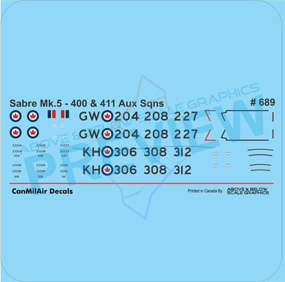 689 - Canadair Sabre Mk.5 Nos. 400 and 411 (Aux) Squadrons