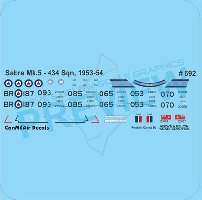 692 - Canadair Sabre Mk.5 No. 434 “Bluenose” Squadron No.3(F) Wing