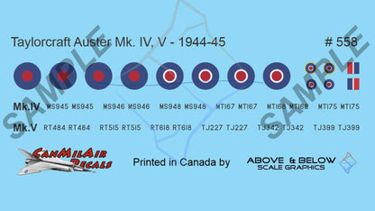 558 - Taylorcraft AOP Mk.IV/V Auster - RCAF 664, 665, 666 AOP Sqn