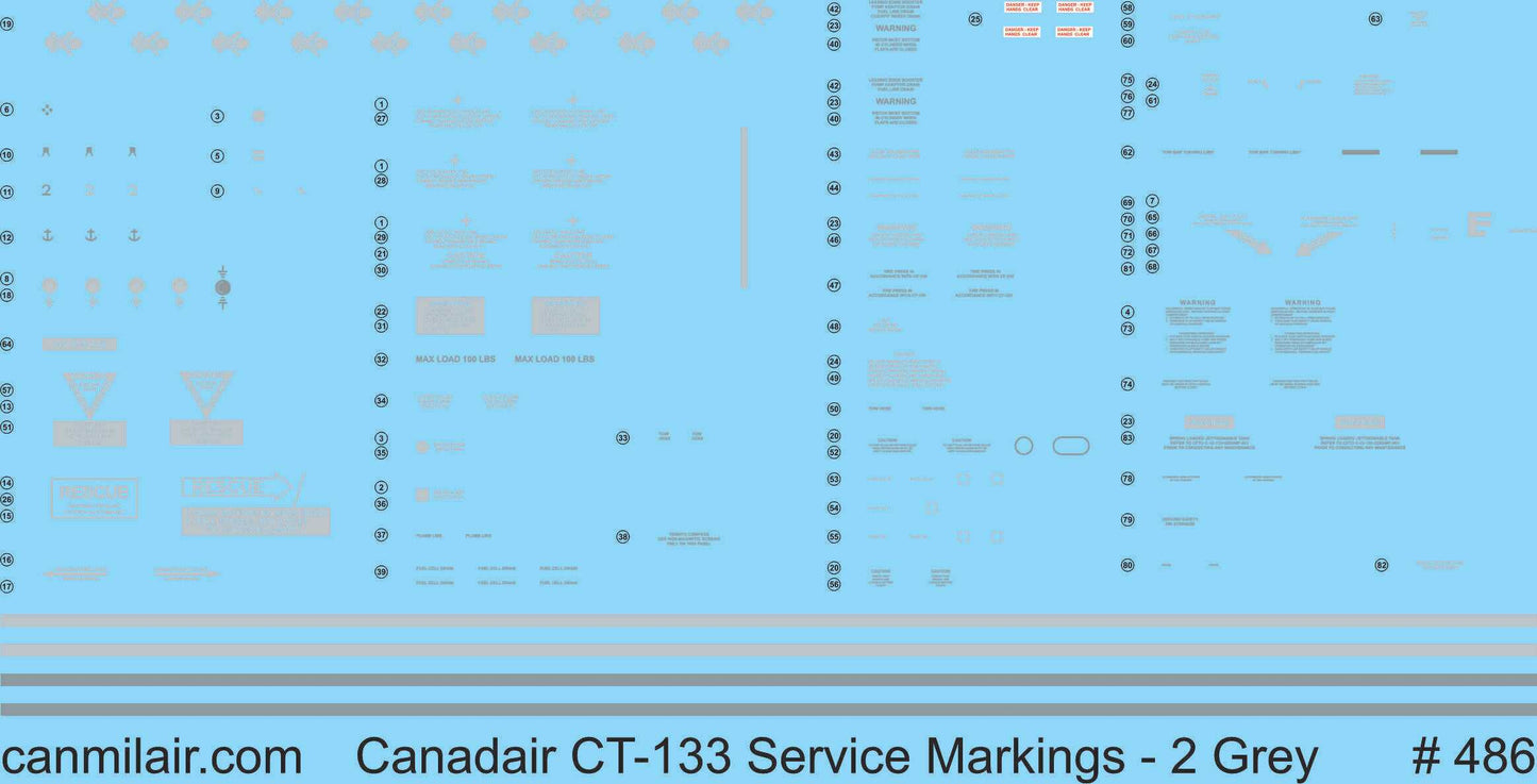 486 - CT-133 Silver Star 1/32 Scale Service Markings Addendum