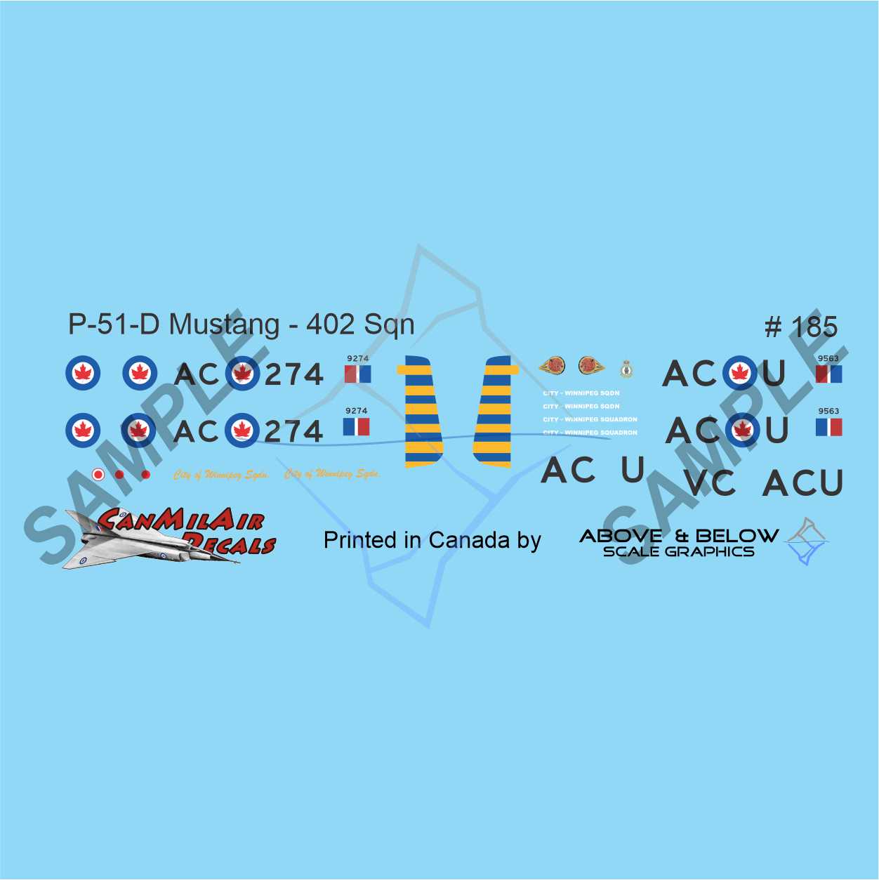 185 - North American P51D Mk.IV Mustang - 402 "City of Winnipeg" Squadron (1955)
