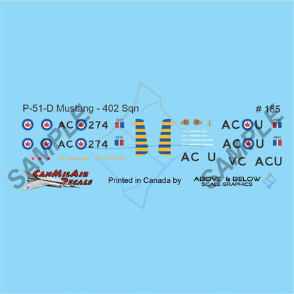 185 - North American P51D Mk.IV Mustang - 402 "City of Winnipeg" Squadron (1955)