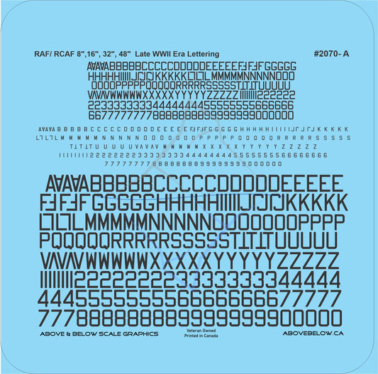 2070 - RCAF Late WWII 8", 16", 32", 48" Lettering (1/72 Only)